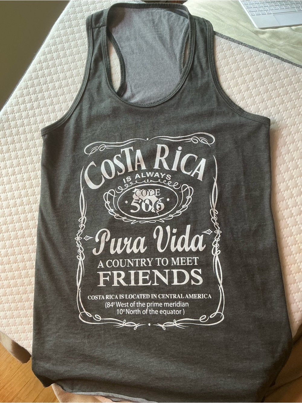 Costa Rica Pura Vida Graphic Tank Top - Dark Gray
